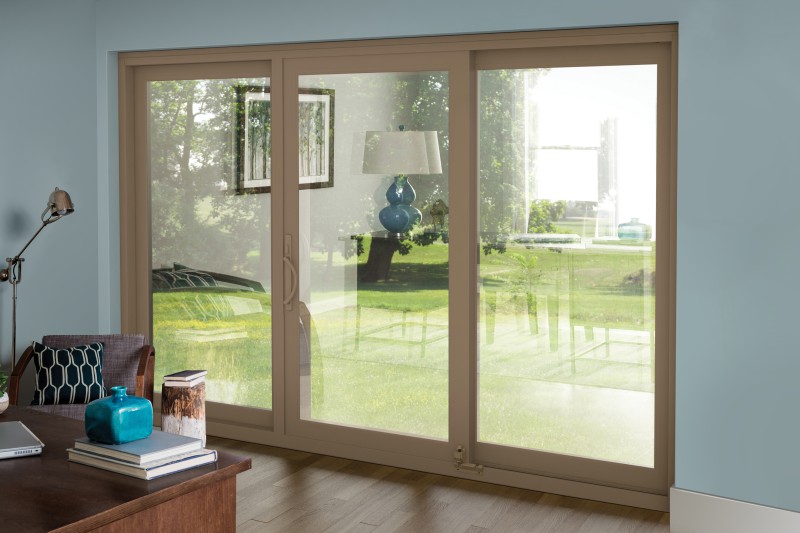 Sliding patio doors let in more natural light.