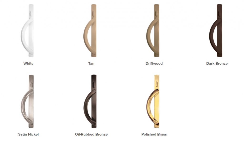 Patio door hardware comes is a variety of finishes.