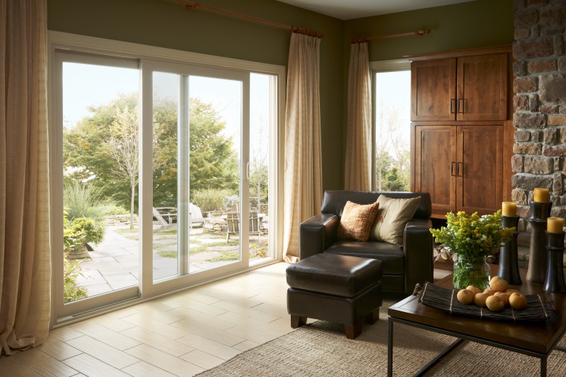 Sliding patio doors simply glide from left to right.