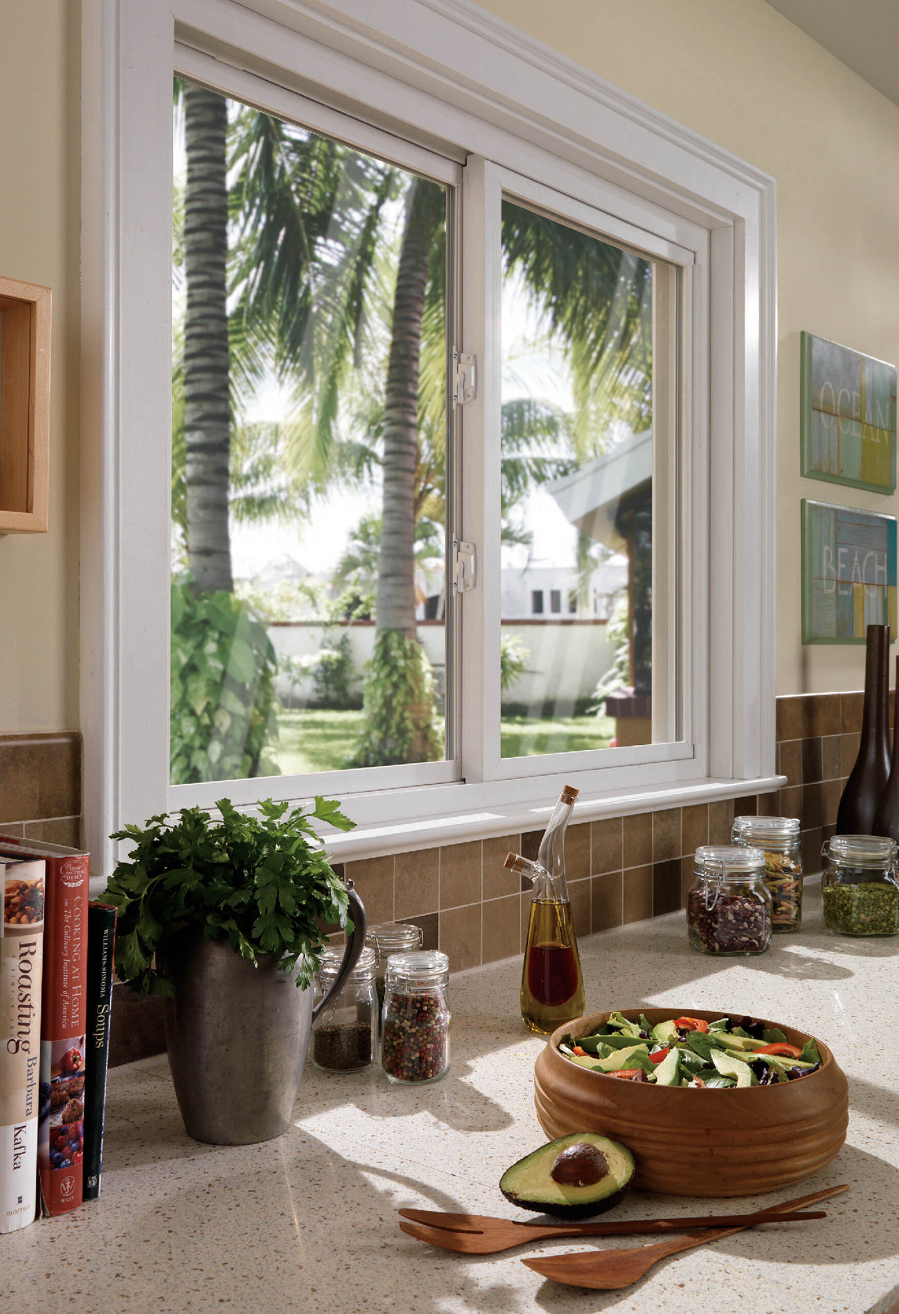 Easy to operate kitchen slider windows Simonton