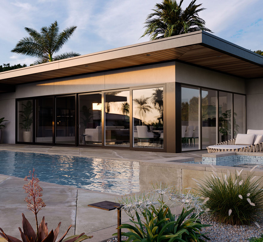 Exterior Patio with Bronze Coextruded Finish Multi Slide Vinyl Patio Door