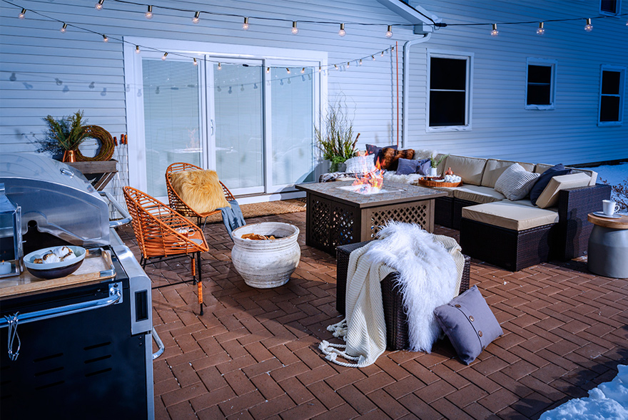 Cleveland patio makeover in winter with Inovo patio door.