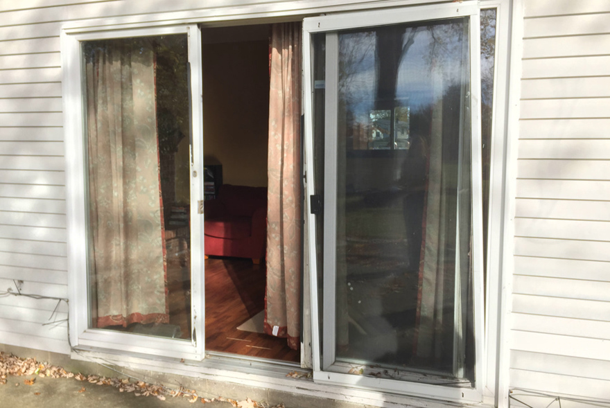 Cleveland patio before patio door makeover.