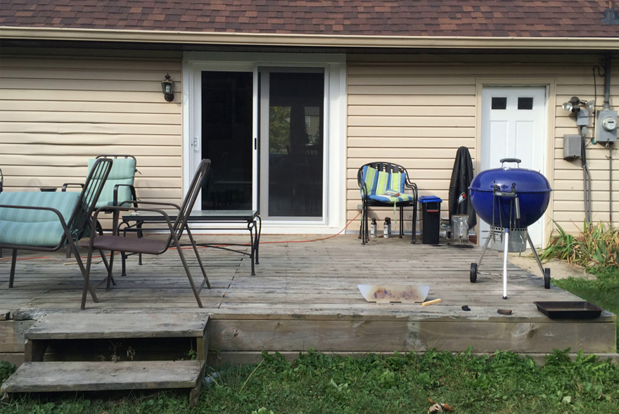 Indiana patio before patio door makeover.