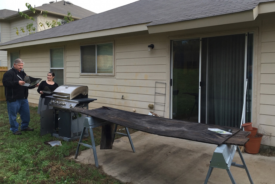 Texas patio before patio door makeover.